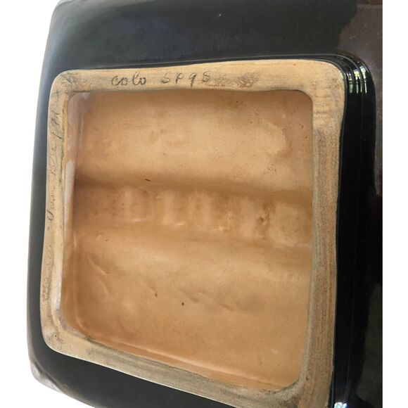 VTG Anna Van Briggle Art Pottery Mottled Blue Drip Glaze Ashtray Signed 9” - Picture 7 of 8